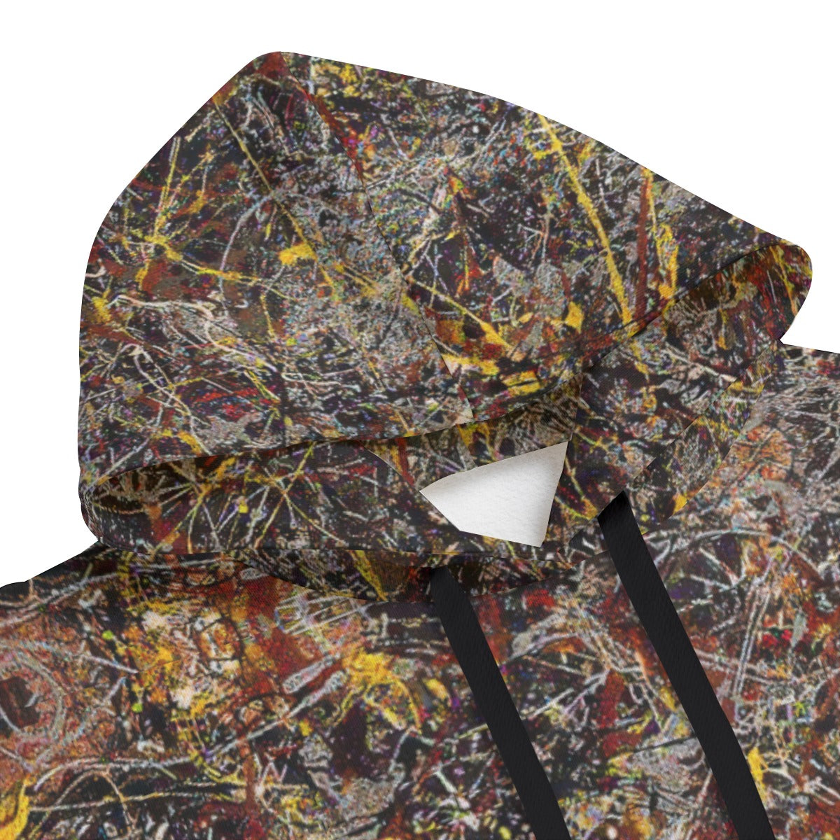 Detailed view of hood and drawstrings on Number 5 by Jackson Pollock Hoodie