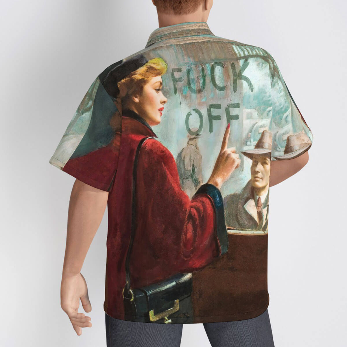 Sarnoff-inspired casual shirt for vintage art and humor enthusiasts