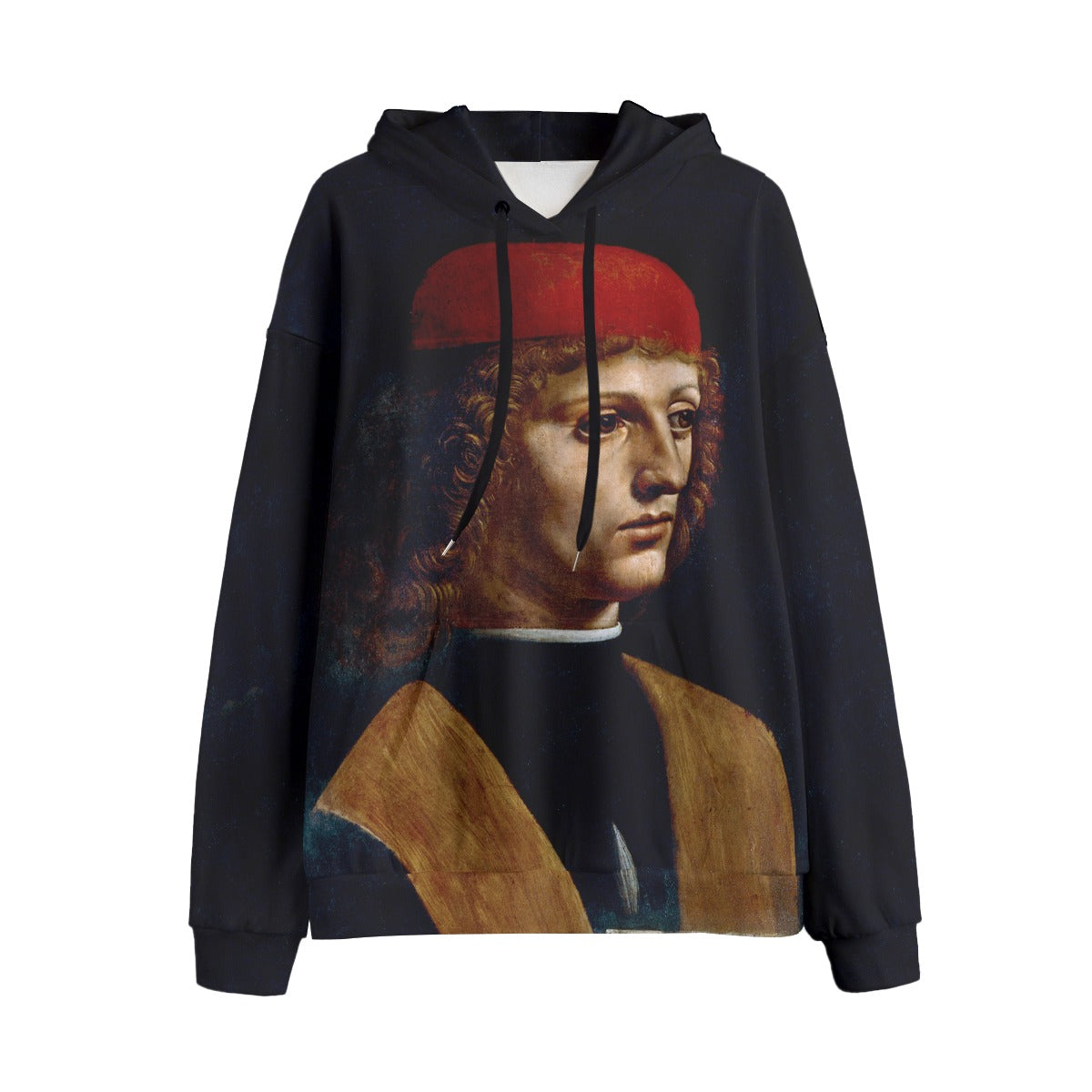 Leonardo Da Vinci's Portrait of a Musician hoodie, front view