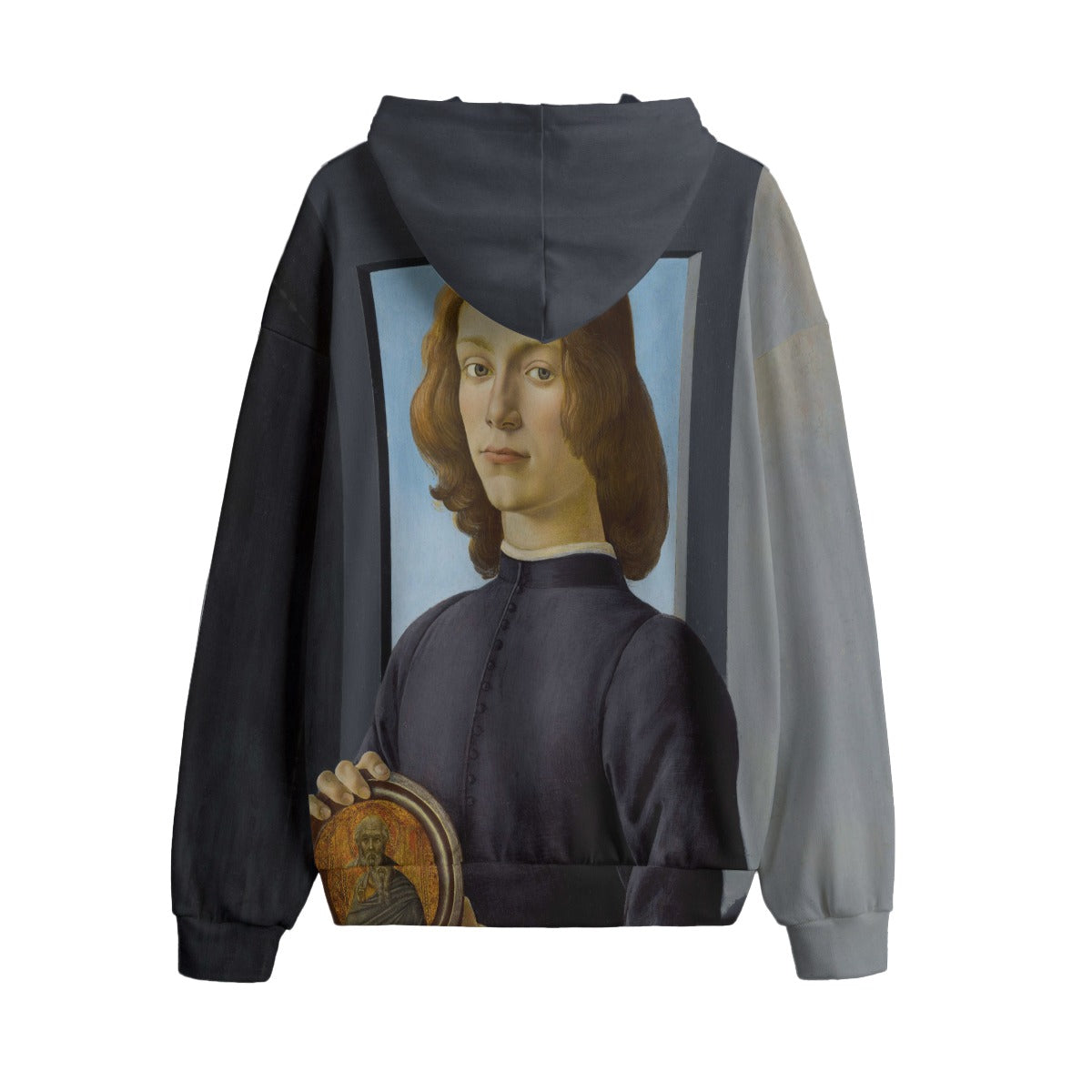 Botticelli's Young Man Portrait Hoodie - Rear Design