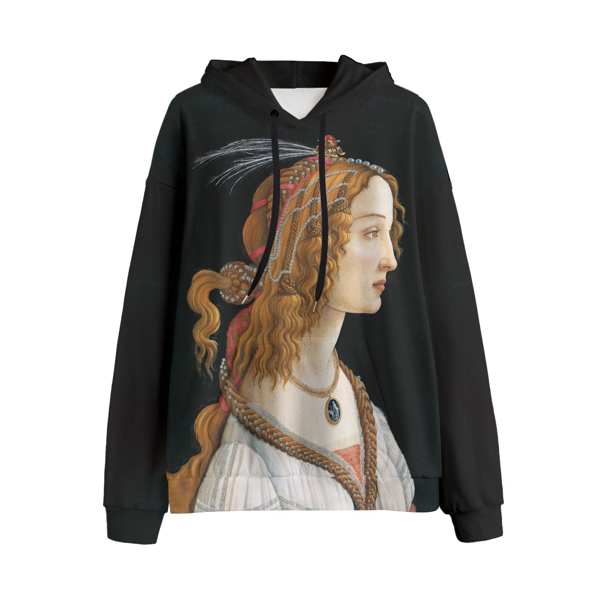 Botticelli's Portrait of a Young Woman hoodie, front view