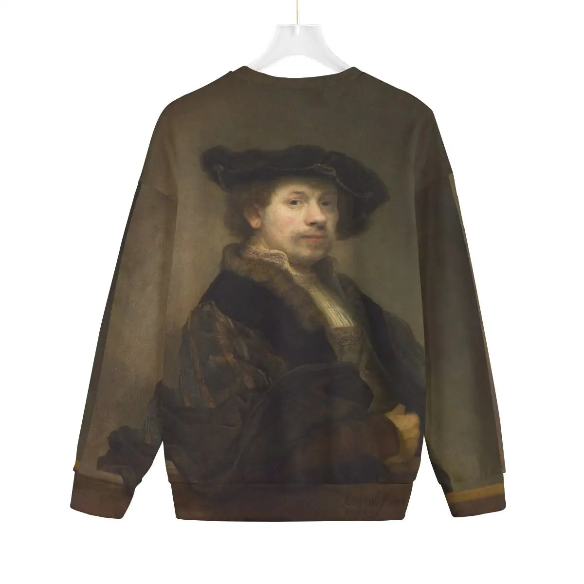 Back view of Rembrandt Art Sweater showing fabric drape and fit