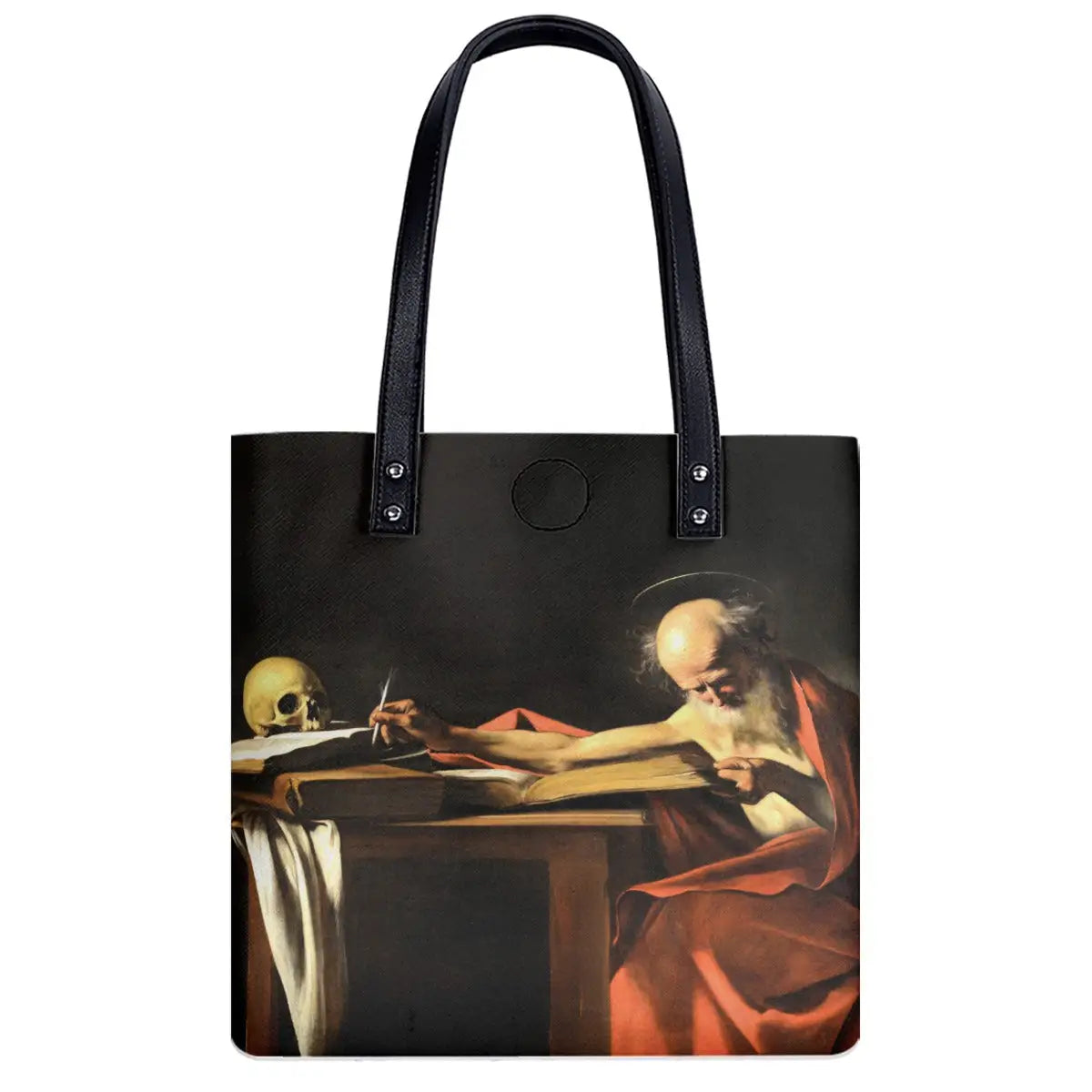 Two sizes of Saint Jerome Writing art bags - Medium 31x34cm and Large 40x40cm shoulder bags