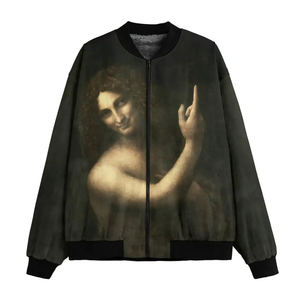 Saint John the Baptist by Leonardo Da Vinci Jacket front view on white background