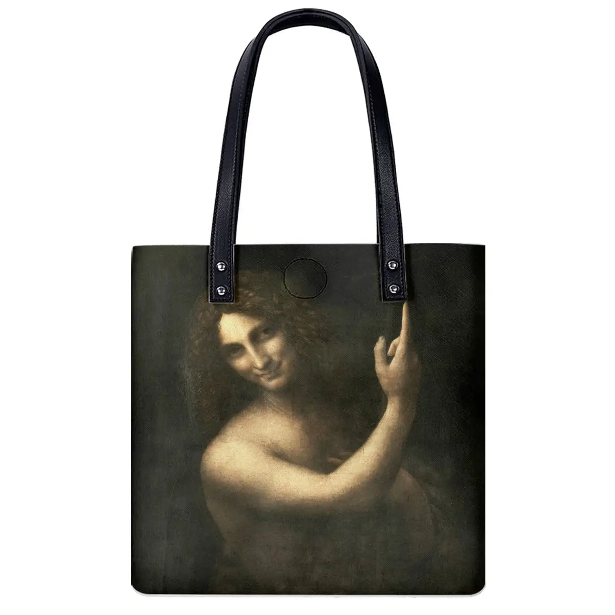 Leonardo da Vinci Saint John the Baptist shoulder bag with double-sided art print and black strap