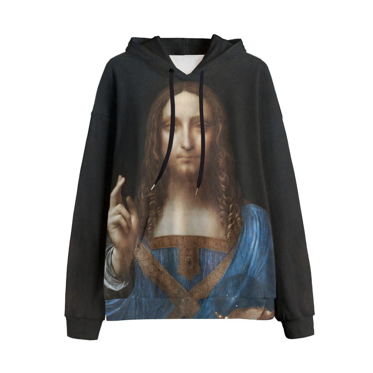 Salvator Mundi hoodie featuring Leonardo da Vinci's masterpiece