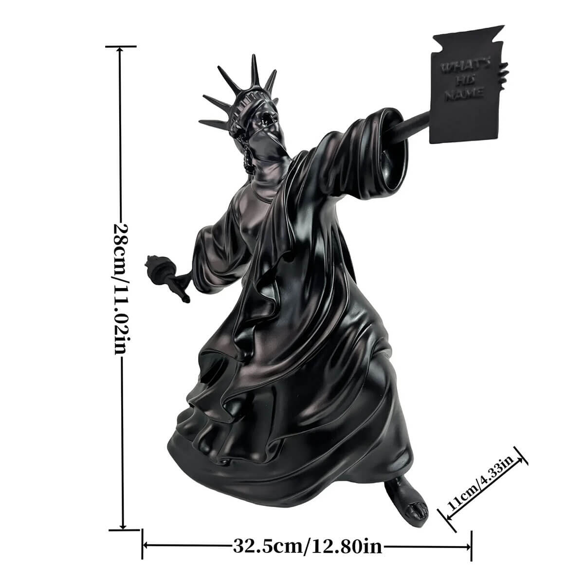 Black Statue of Liberty decor piece in living room setting