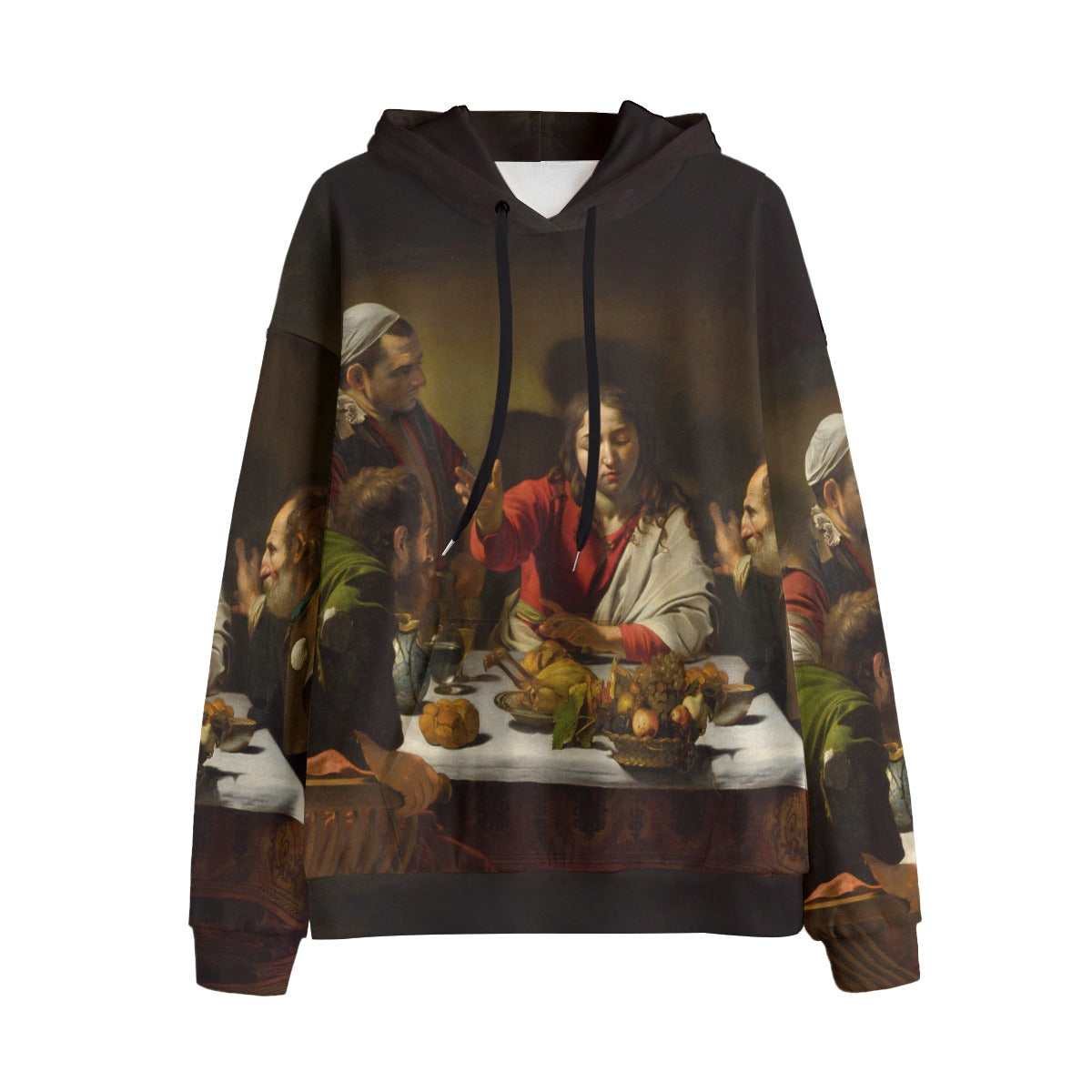 Supper at Emmaus by Caravaggio Hoodie front view