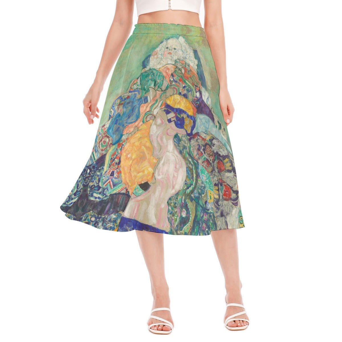 Chiffon skirt featuring Gustav Klimt's "The Baby" painting