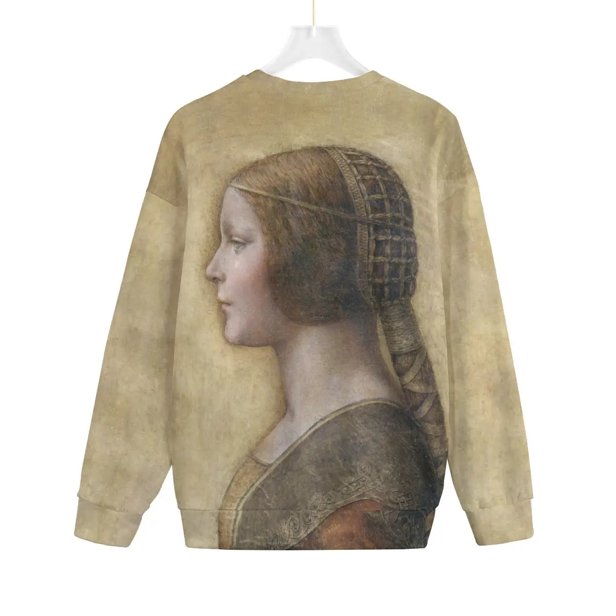 Back view of The Beautiful Princess art sweater with premium Hacci Fleece fabric