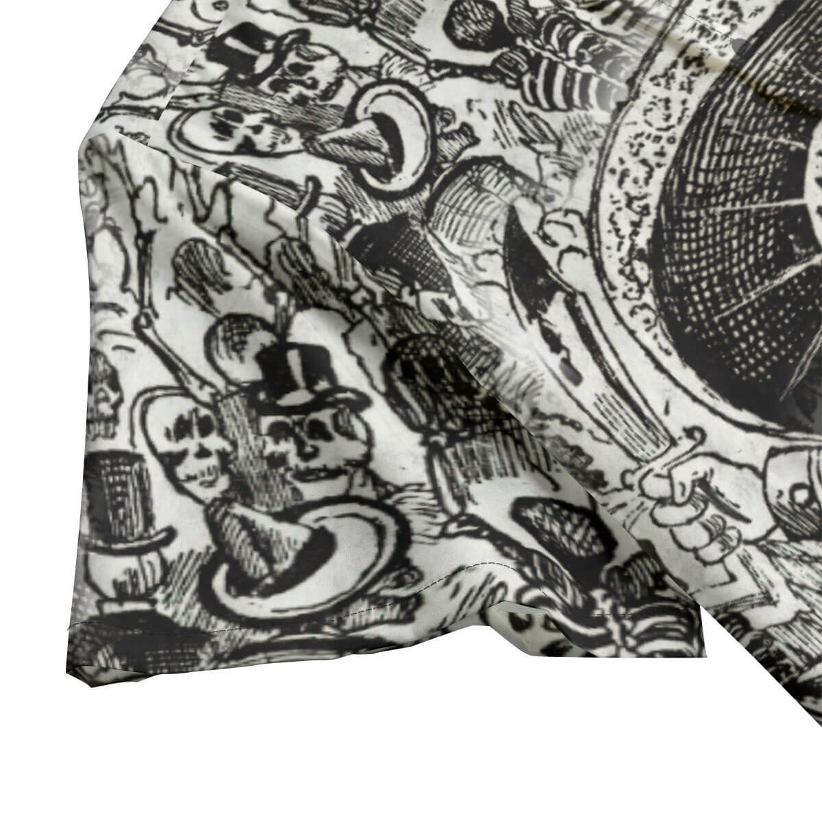 Wearable Posada art: Hawaiian shirt with famous skeleton prints