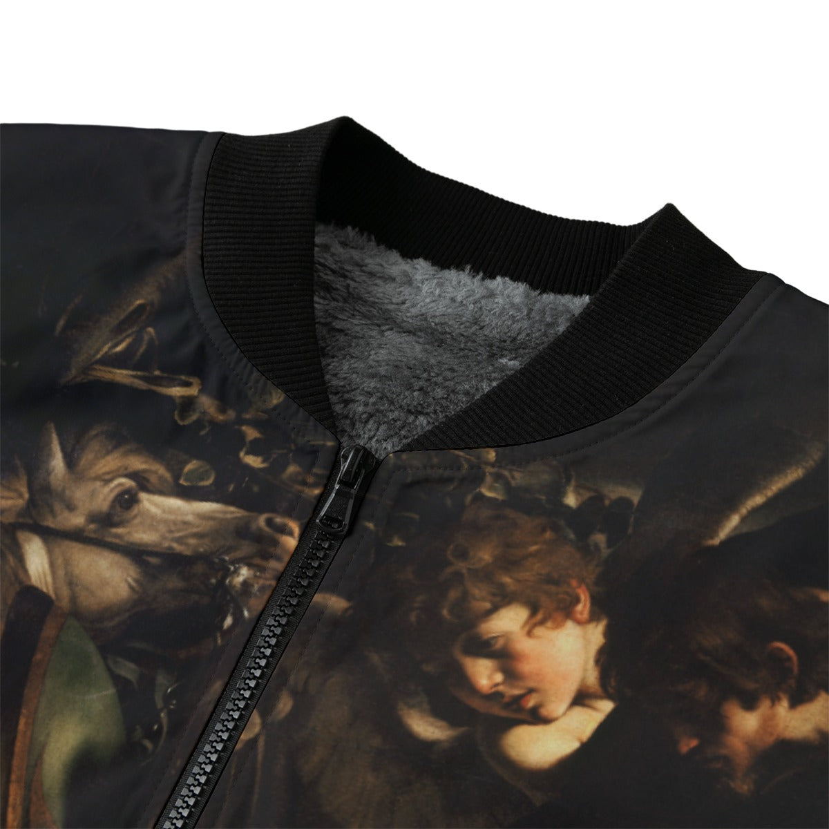 Premium zipper detail of The Conversion of Saint Paul by Caravaggio Artistic Jacket