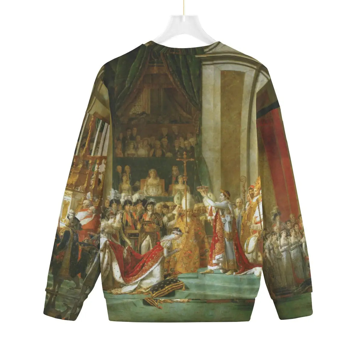 Back view of Jacques-Louis David Coronation sweater showing full artwork display