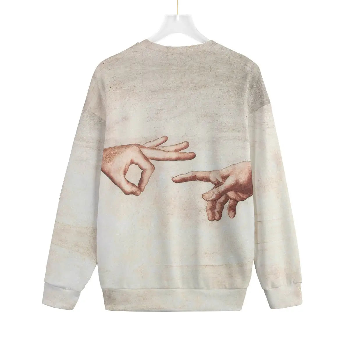 Creation of Adam Sweater back design on recycled polyester Hacci Fleece