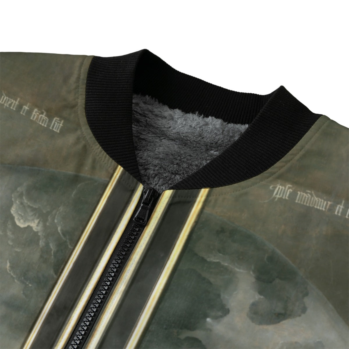 Side profile of Hieronymus Bosch Creation jacket showing art print quality