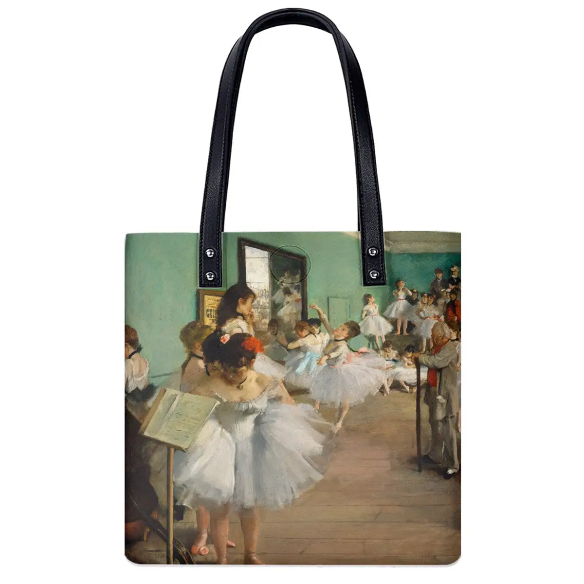 The Dance Class by Edgar Degas Shoulder Bag featuring Paris Opera ballet scene, waterproof art tote in black