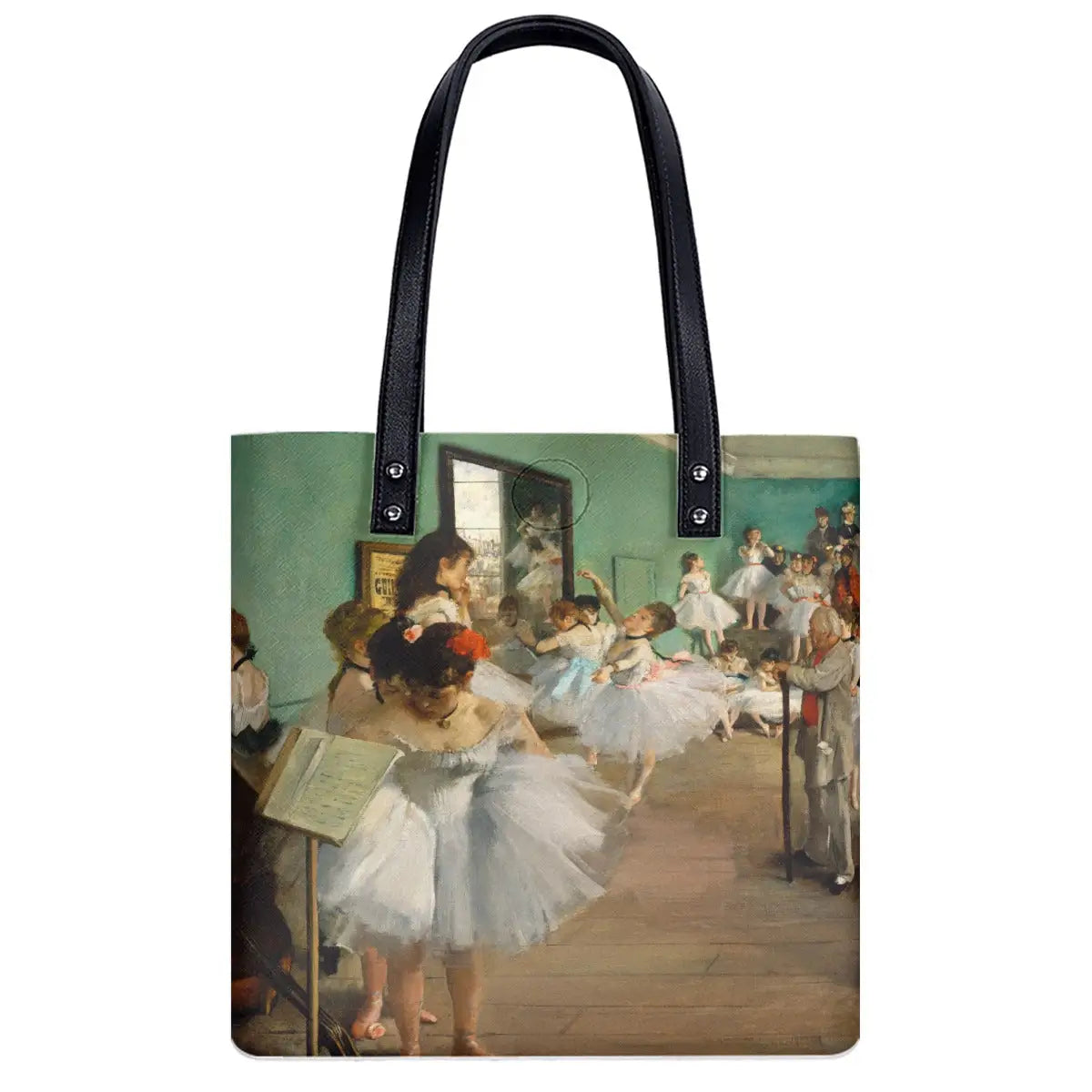 Edgar Degas Dance Class art bag showing double-sided print of ballet dancers and black straps