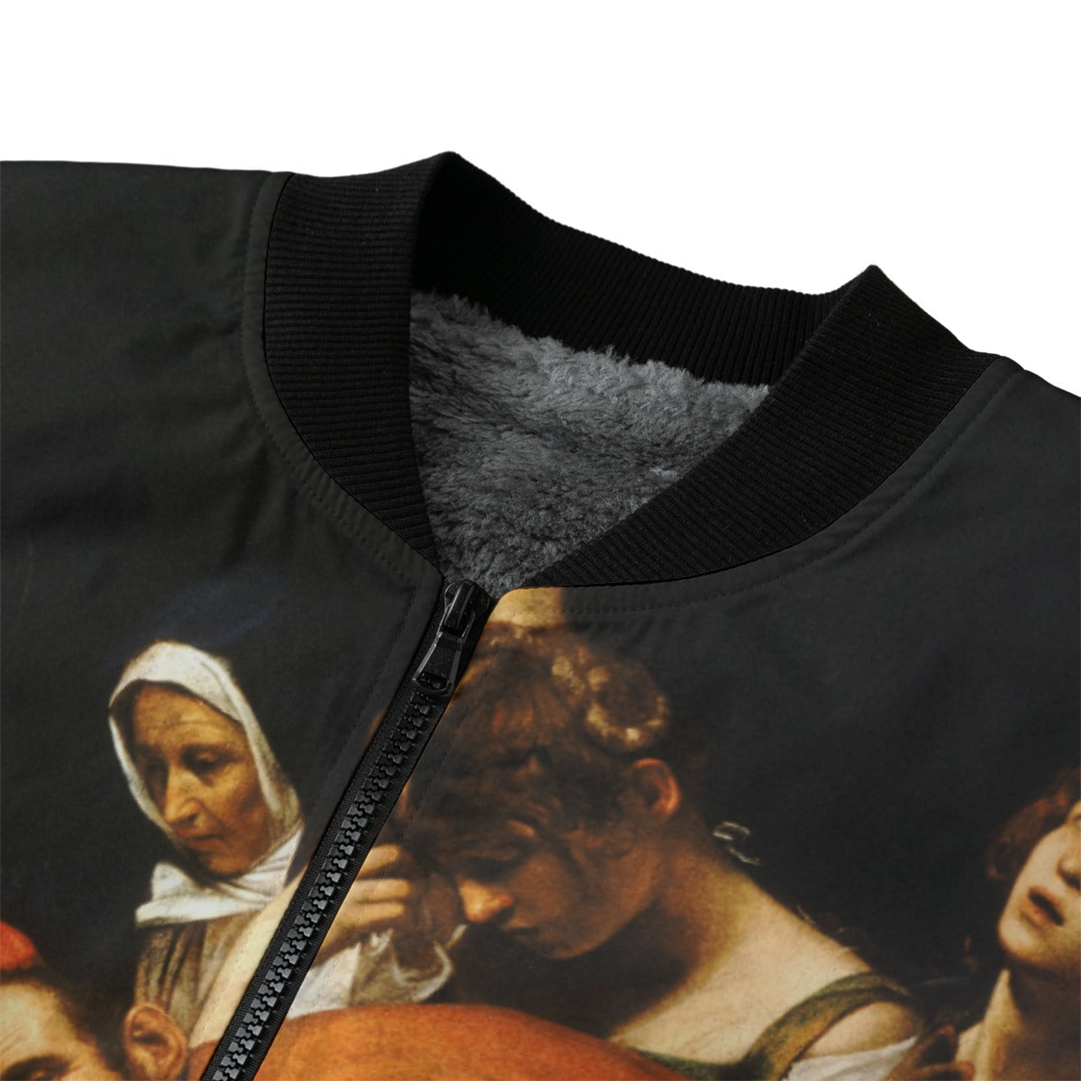 Fleece lining interior of Caravaggio Entombment Jacket showing quality finish