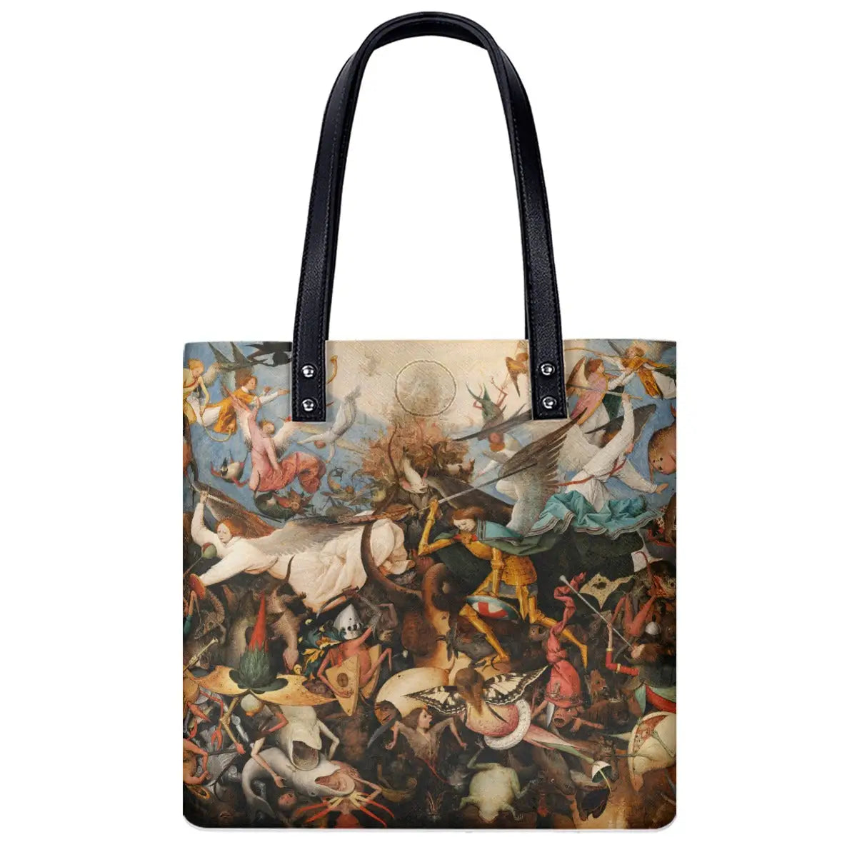 The Fall of Rebel Angels Shoulder Bag displaying Bruegel's masterpiece on waterproof fabric