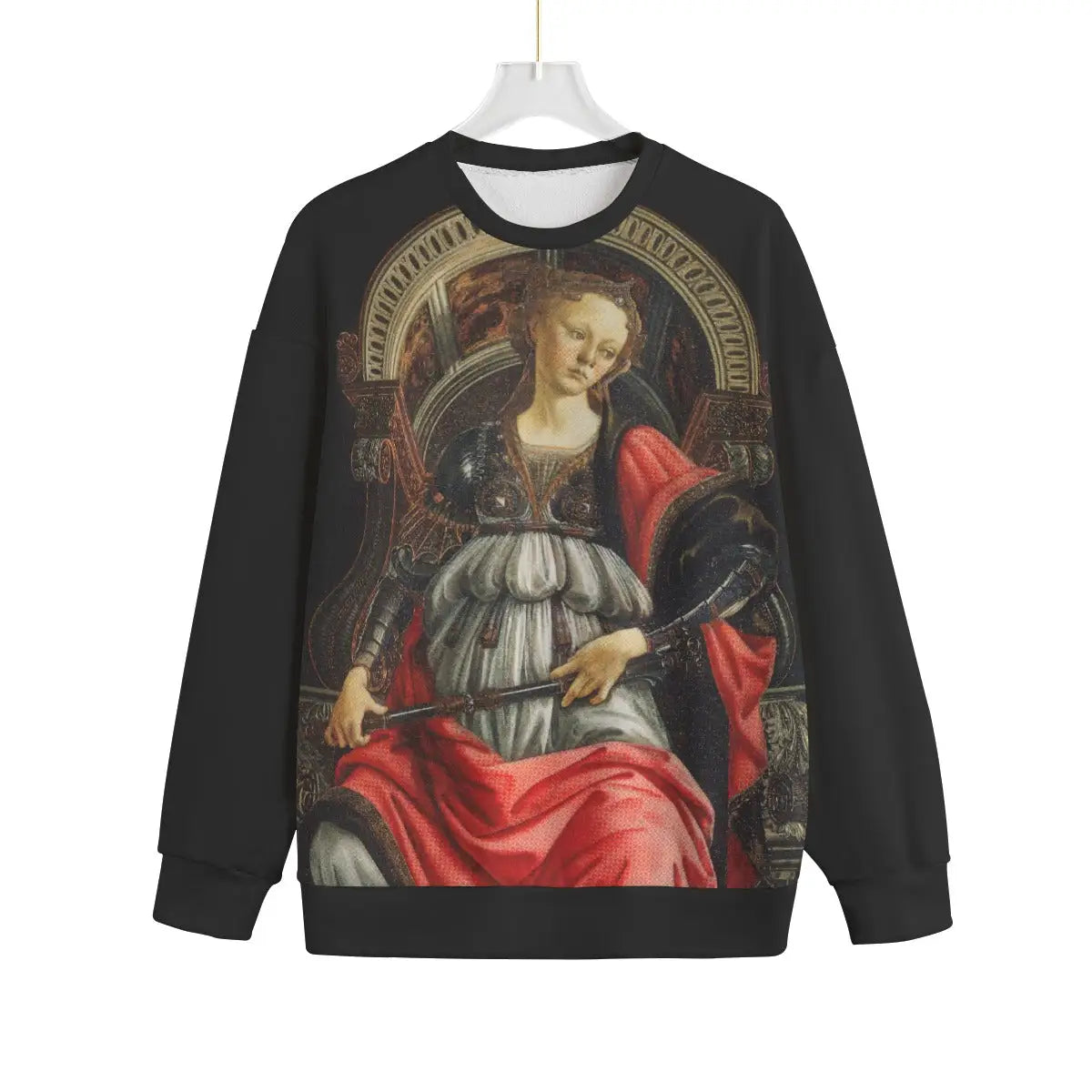 The Fortitude by Sandro Botticelli Sweater showing full front print of Renaissance masterpiece