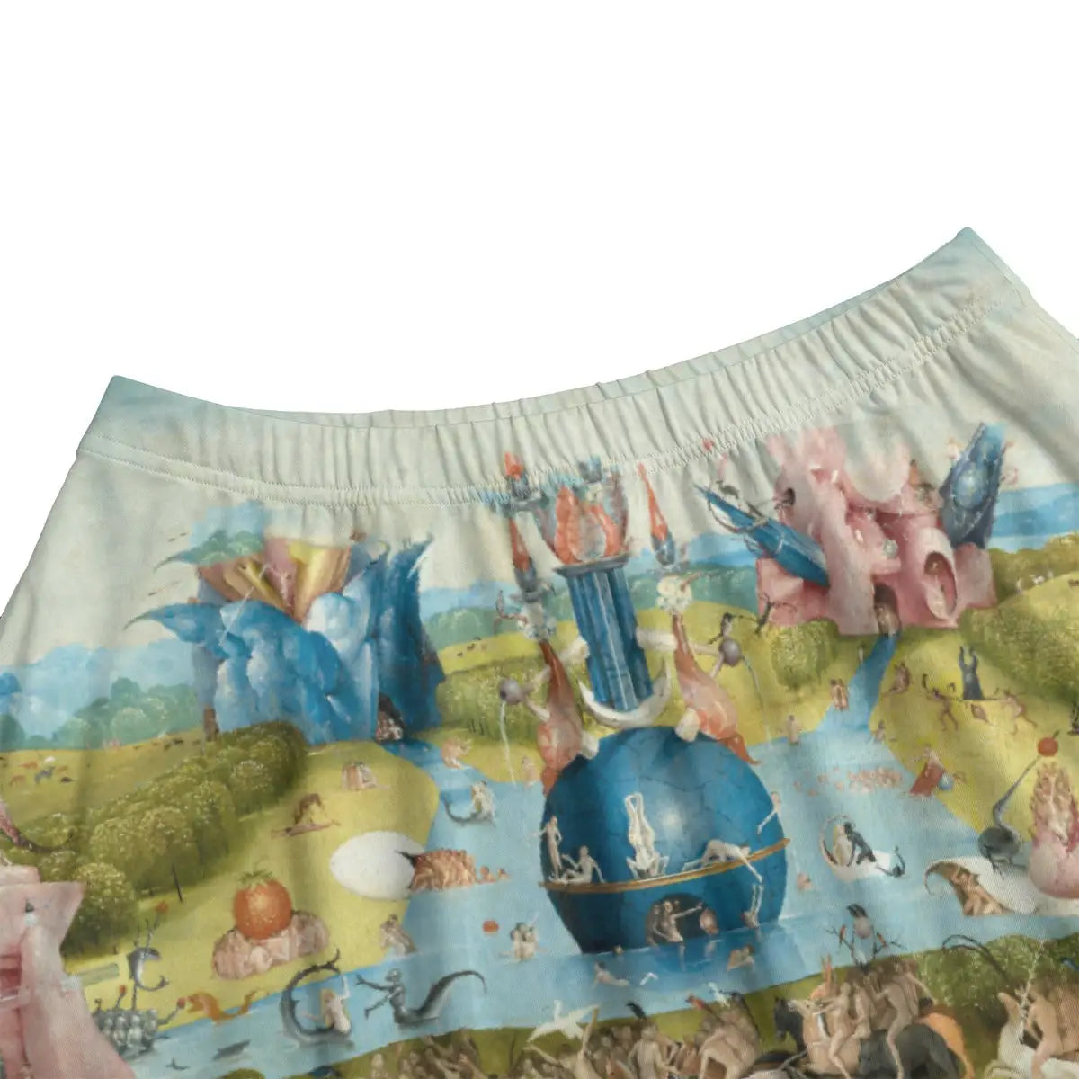 Close-up of central panel pleasure garden details from Bosch's visionary masterpiece beautifully rendered on premium fabric
