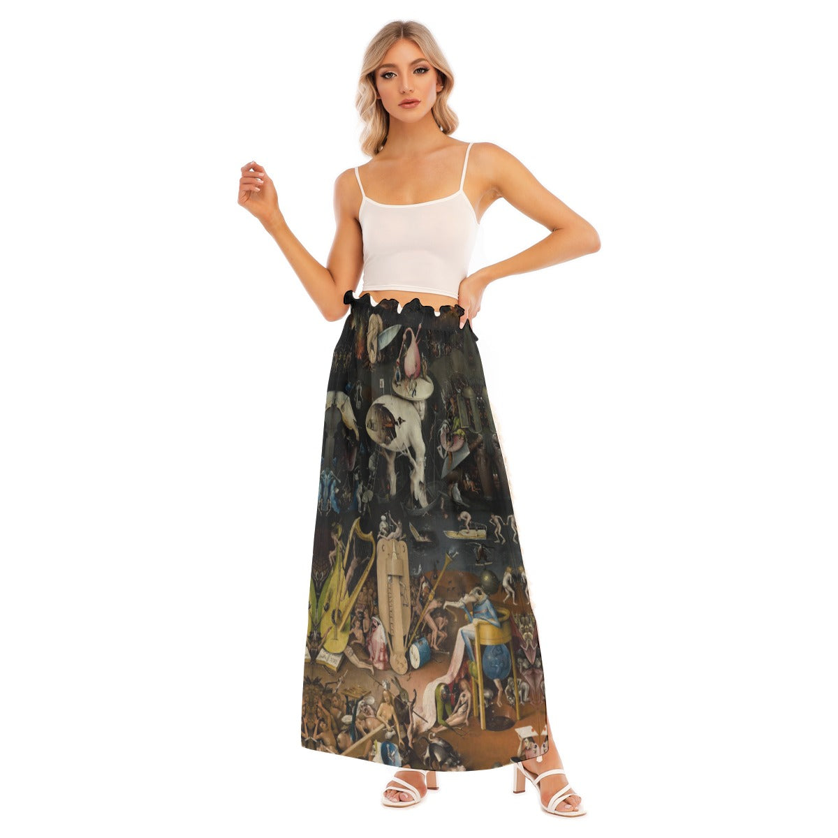 Enchanting Garden of Earthly Delights Side Split Skirt