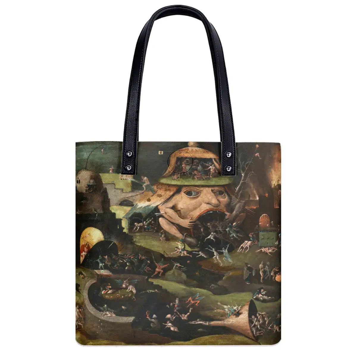 Waterproof PU fabric texture of The Harrowing of Hell Shoulder Bag with black zipper detail