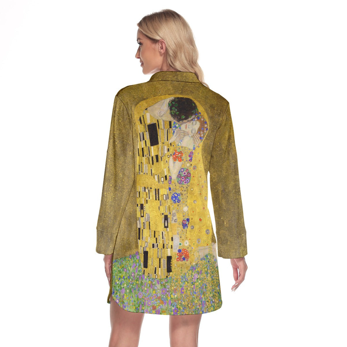 Artistic Lapel Shirt Dress - Back View