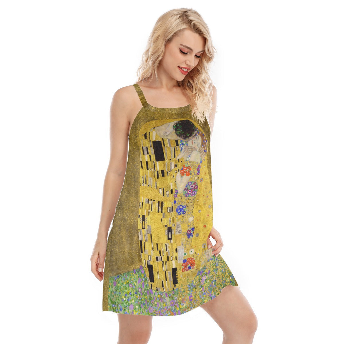 Enchanting Golden Embrace Sleeveless Cami Dress