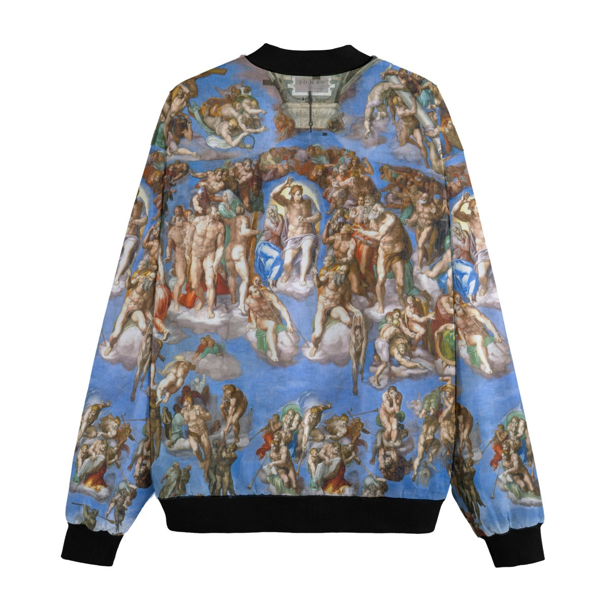 Michelangelo Last Judgment bomber jacket back panel showing detailed artwork