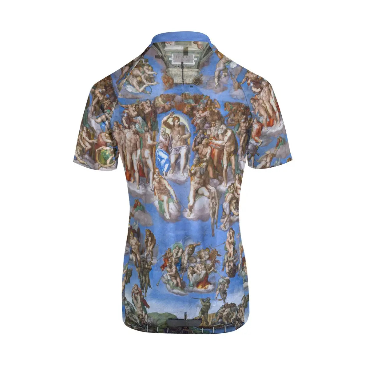 Back view showing the three functional storage pockets on Last Judgment women's cycling jersey