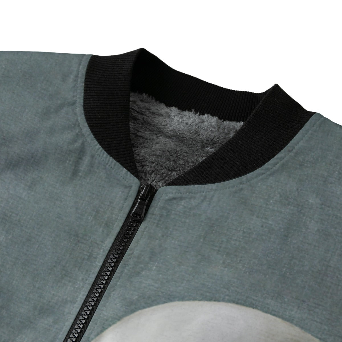 Recycled polyester fabric detail of The Lovers by Magritte eco-friendly jacket