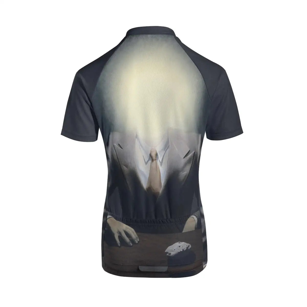 Back view showing the three functional storage pockets on Pleasure Principle women's cycling jersey