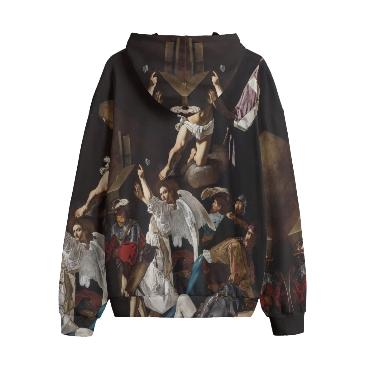 Back view of Caravaggio Resurrection Hoodie - Full artwork display on premium fleece