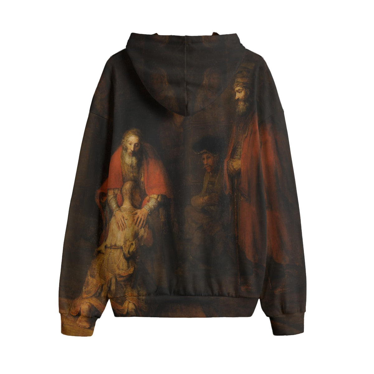 Back view of Rembrandt's Prodigal Son fleece hoodie