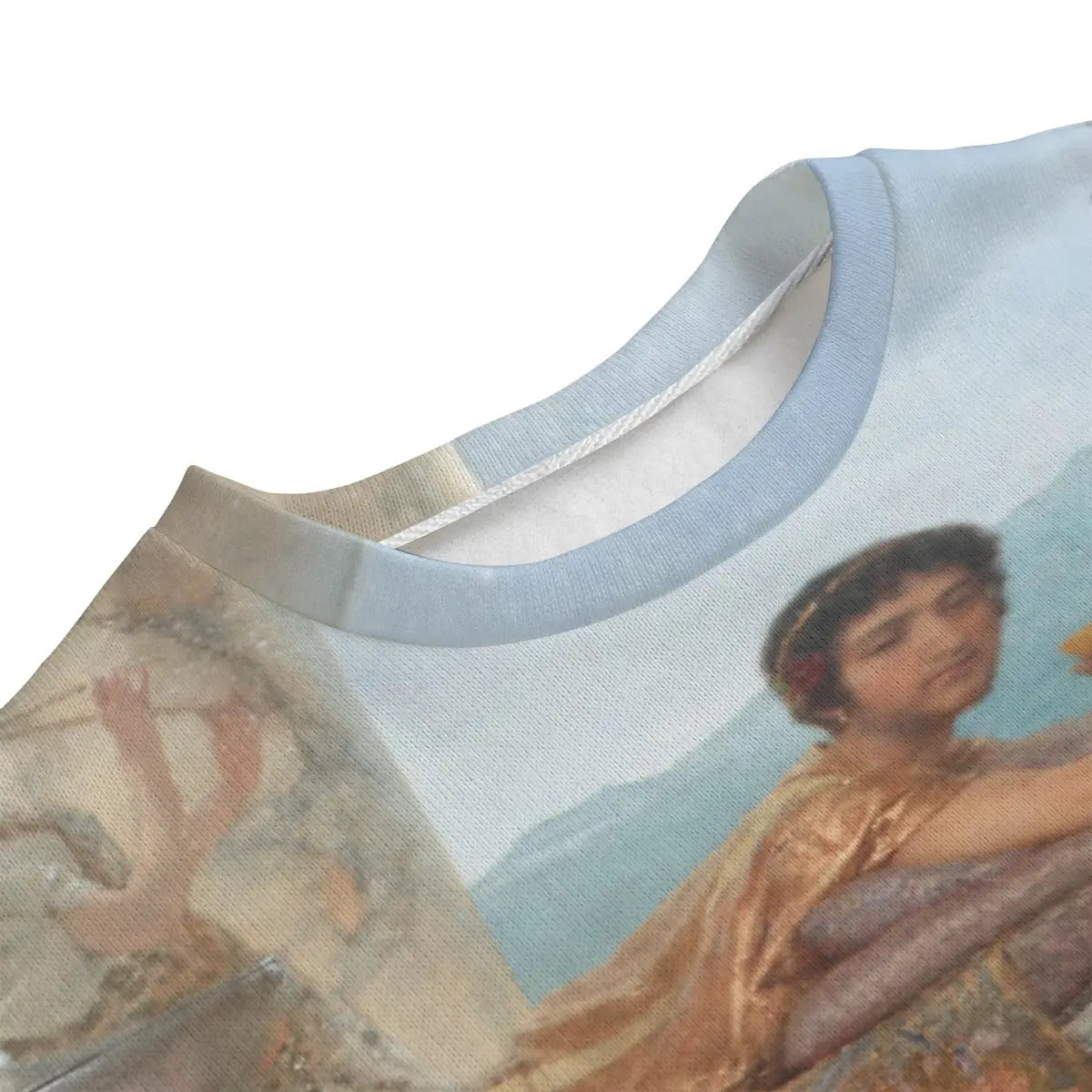 Close-up of rose petals detail from Lawrence Alma-Tadema's artwork on premium fleece sweater