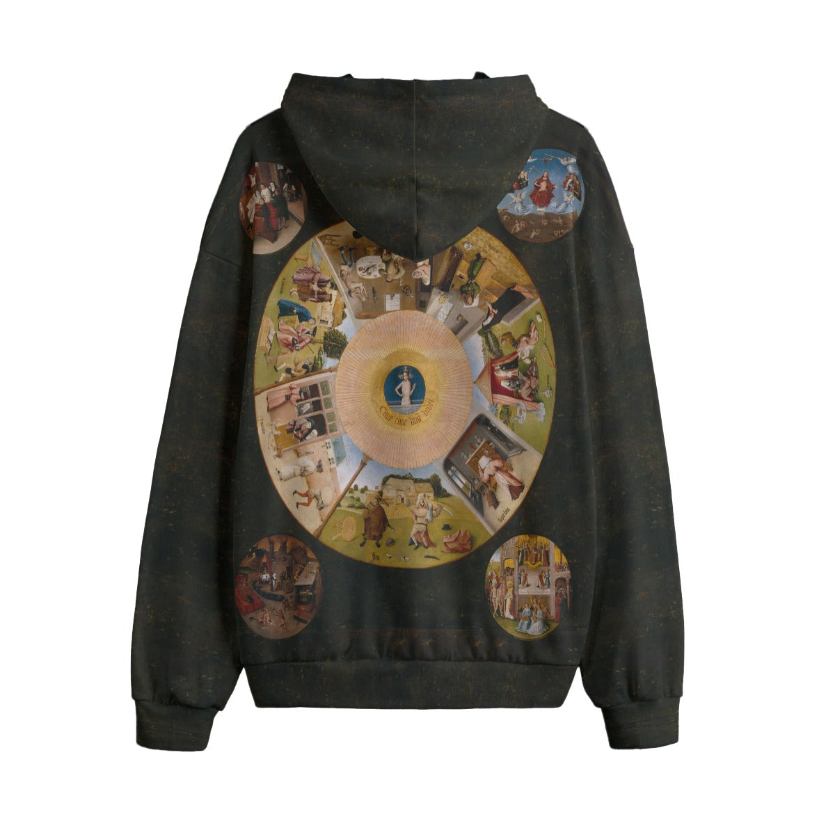 Back view of Hieronymus Bosch art print hoodie