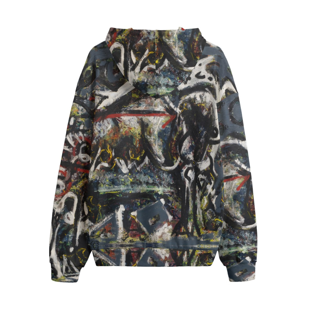 Back of The She Wolf Hoodie featuring Jackson Pollock's iconic abstract expressionist artwork