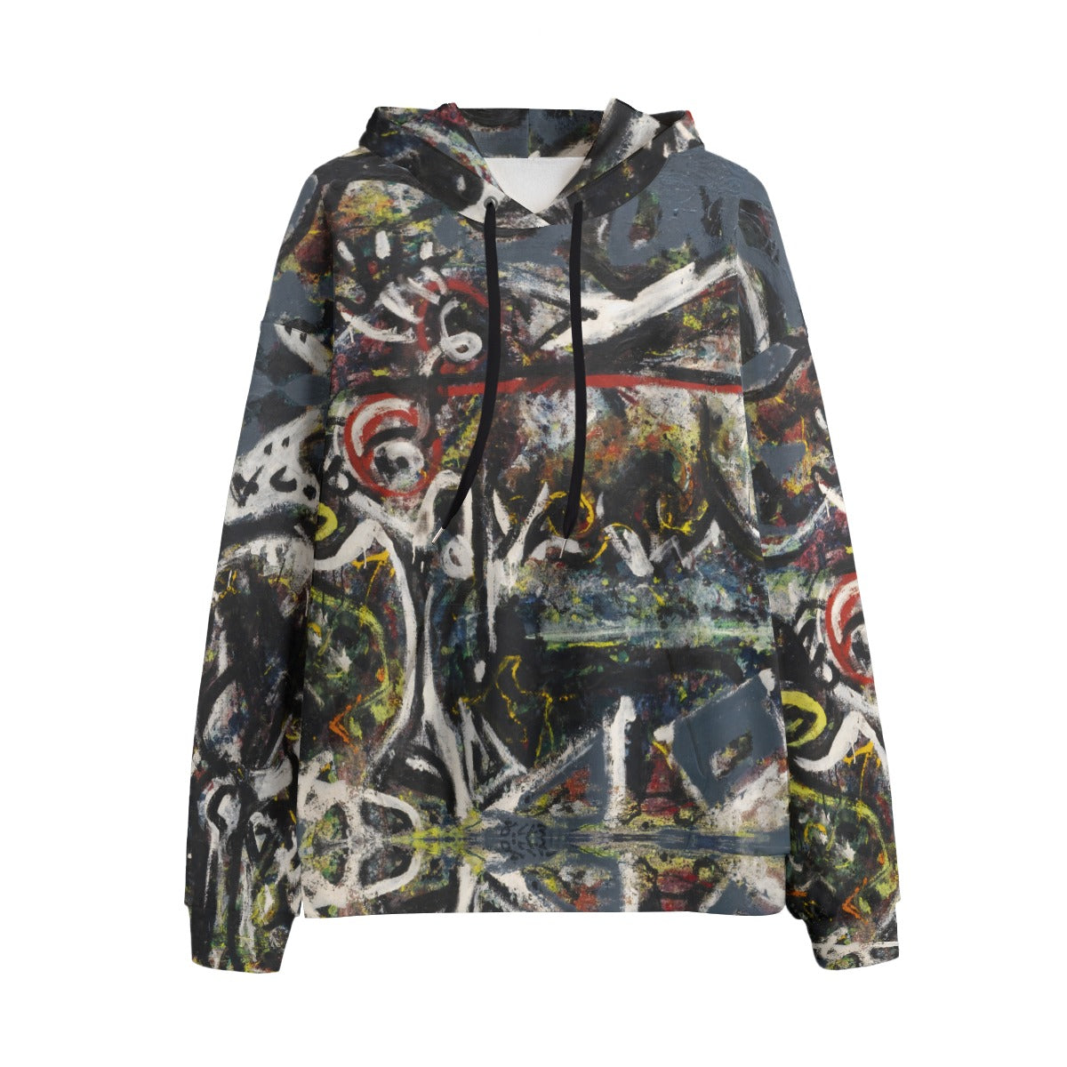 Front view of The She Wolf by Jackson Pollock Hoodie showcasing intricate abstract design