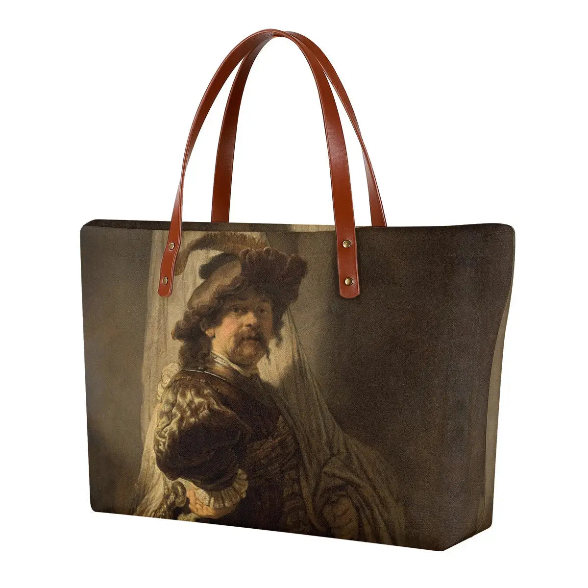 Front view of Standard Bearer art tote bag showing Rembrandt's military officer painting