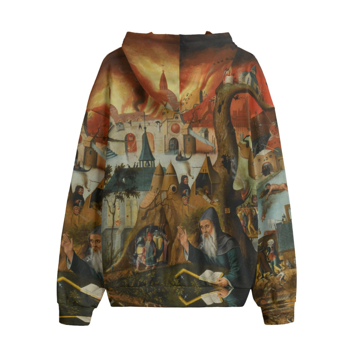 Hieronymus Bosch hoodie paired with jeans for artistic casual look