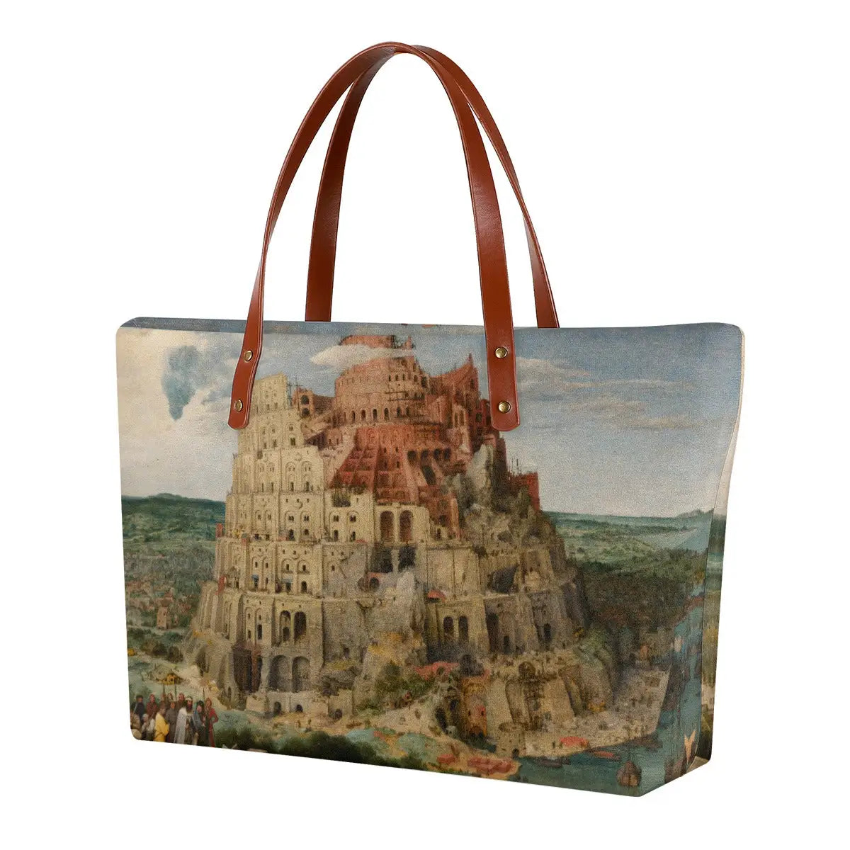 The Tower of Babel by Pieter Bruegel tote bag with double-sided art print