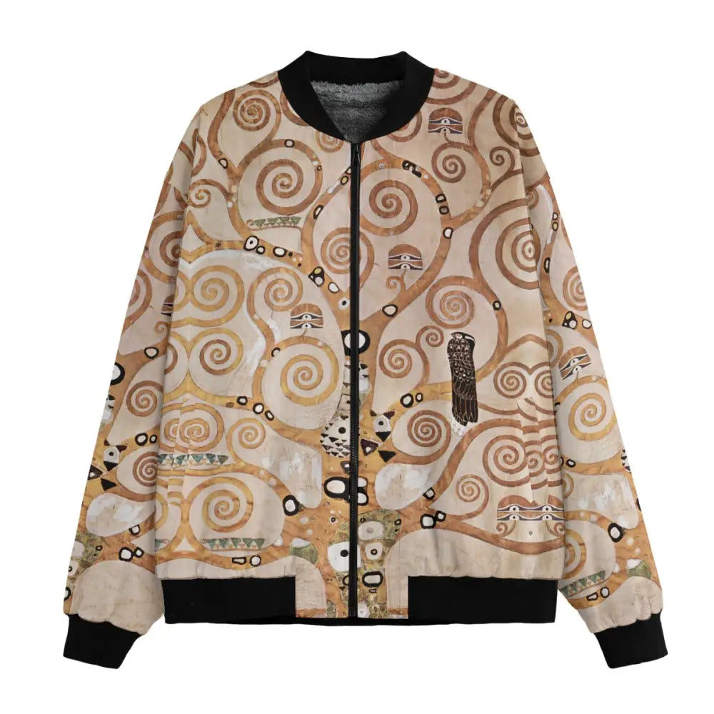 Gustav Klimt Tree of Life Jacket front view displaying golden swirling branches pattern