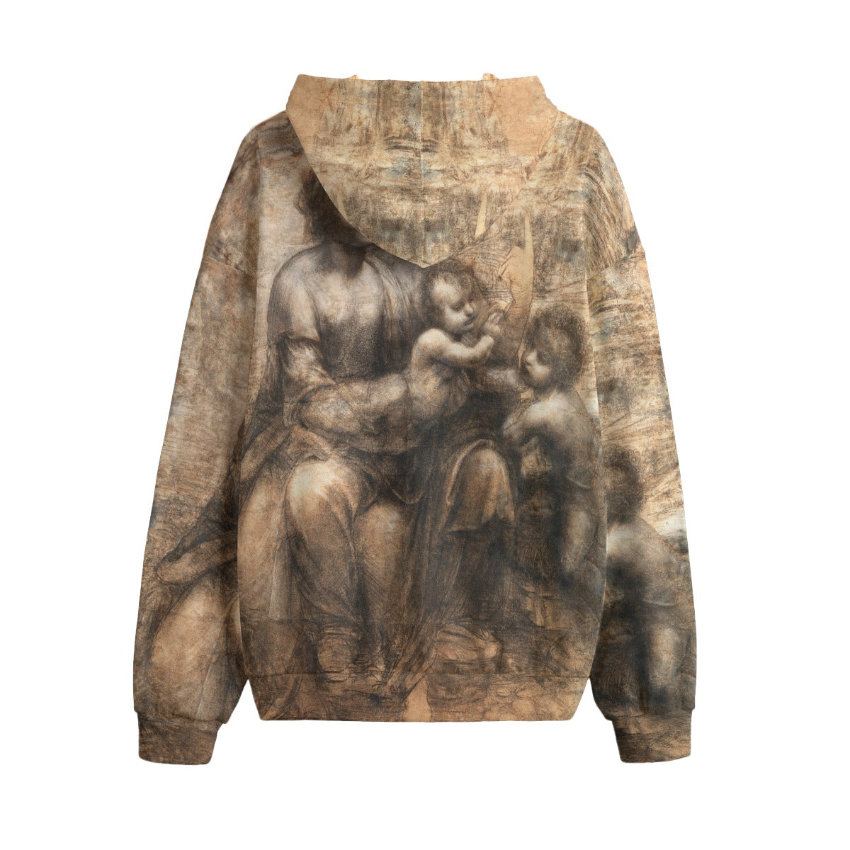 Wearable art hoodie featuring Da Vinci's Virgin and Child with Saint Anne painting