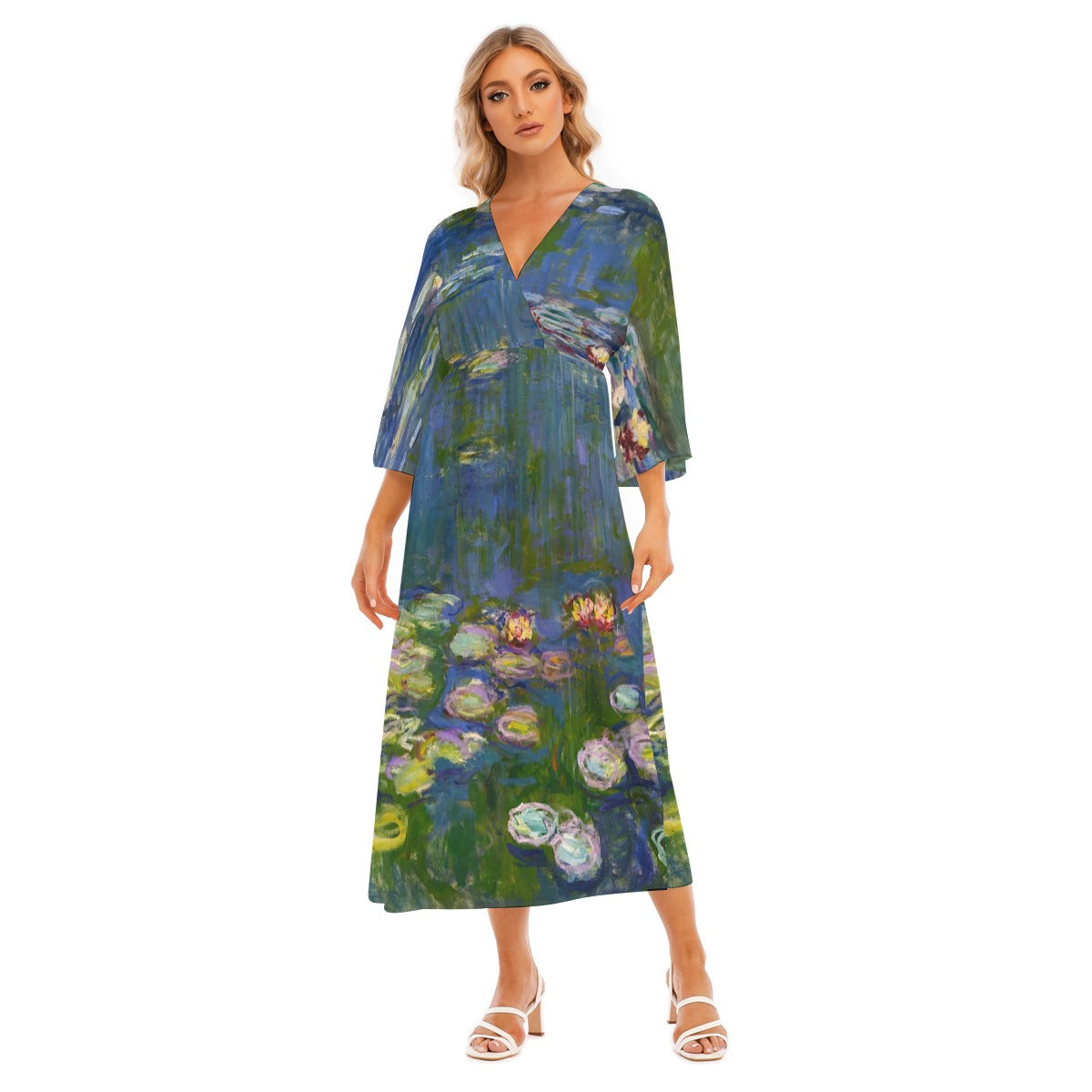 Dreamy Water Lily Breeze Mid-Sleeve Dress