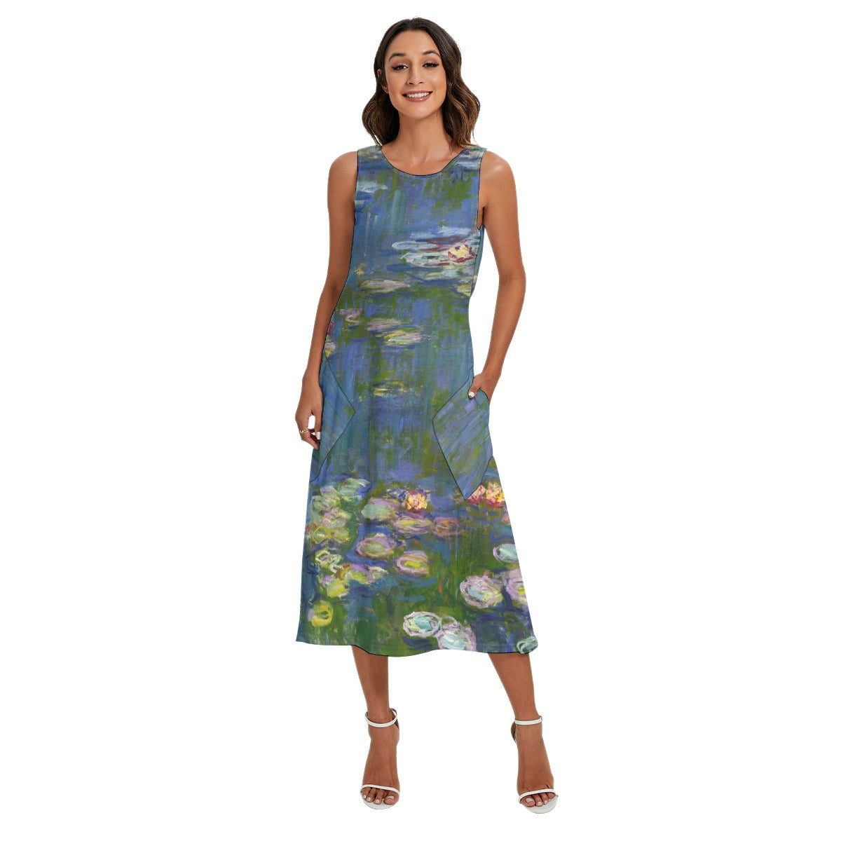 Enchanting Water Lilies Sleeveless Dress