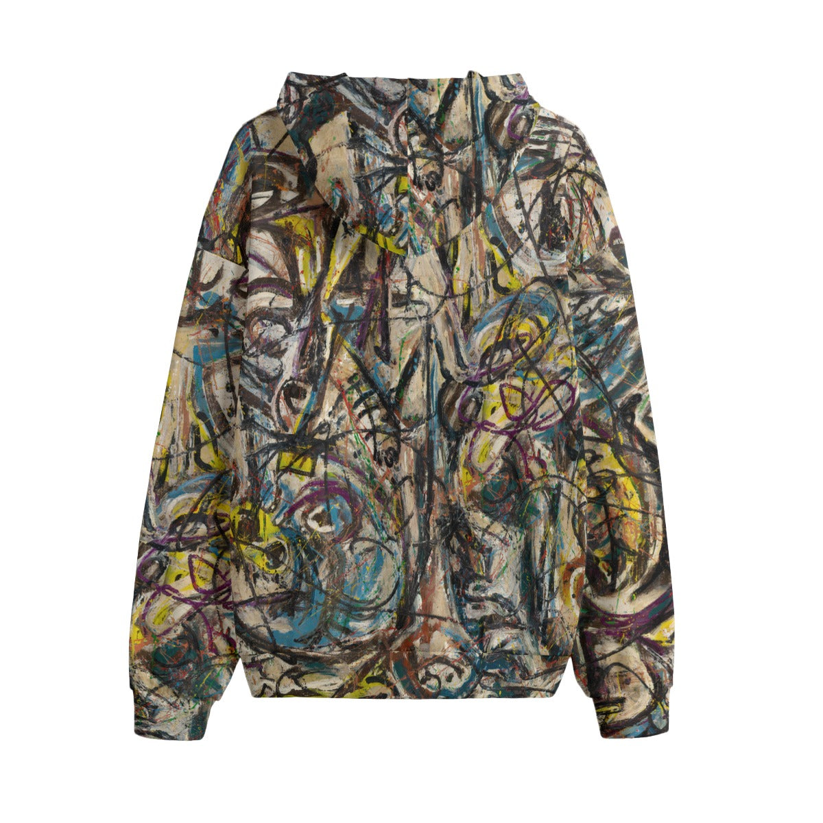 Detailed view of There Were Seven in Eight abstract print on hoodie fabric