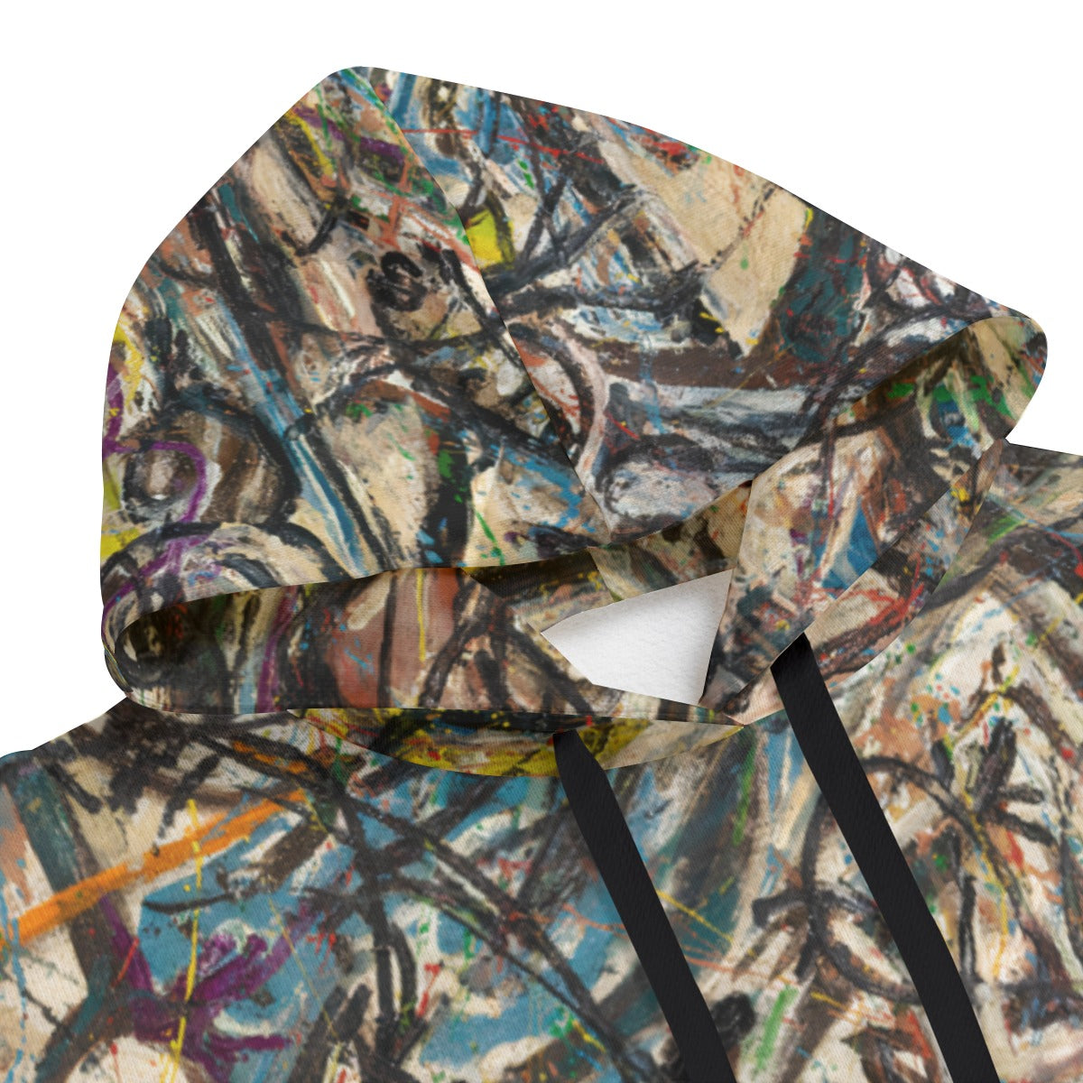 Back view of Jackson Pollock abstract art hoodie showing full print