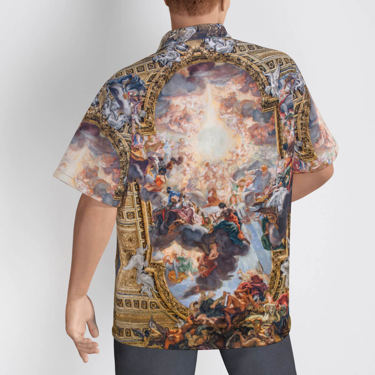 Italian Baroque masterpiece reproduced on stylish Hawaiian shirt