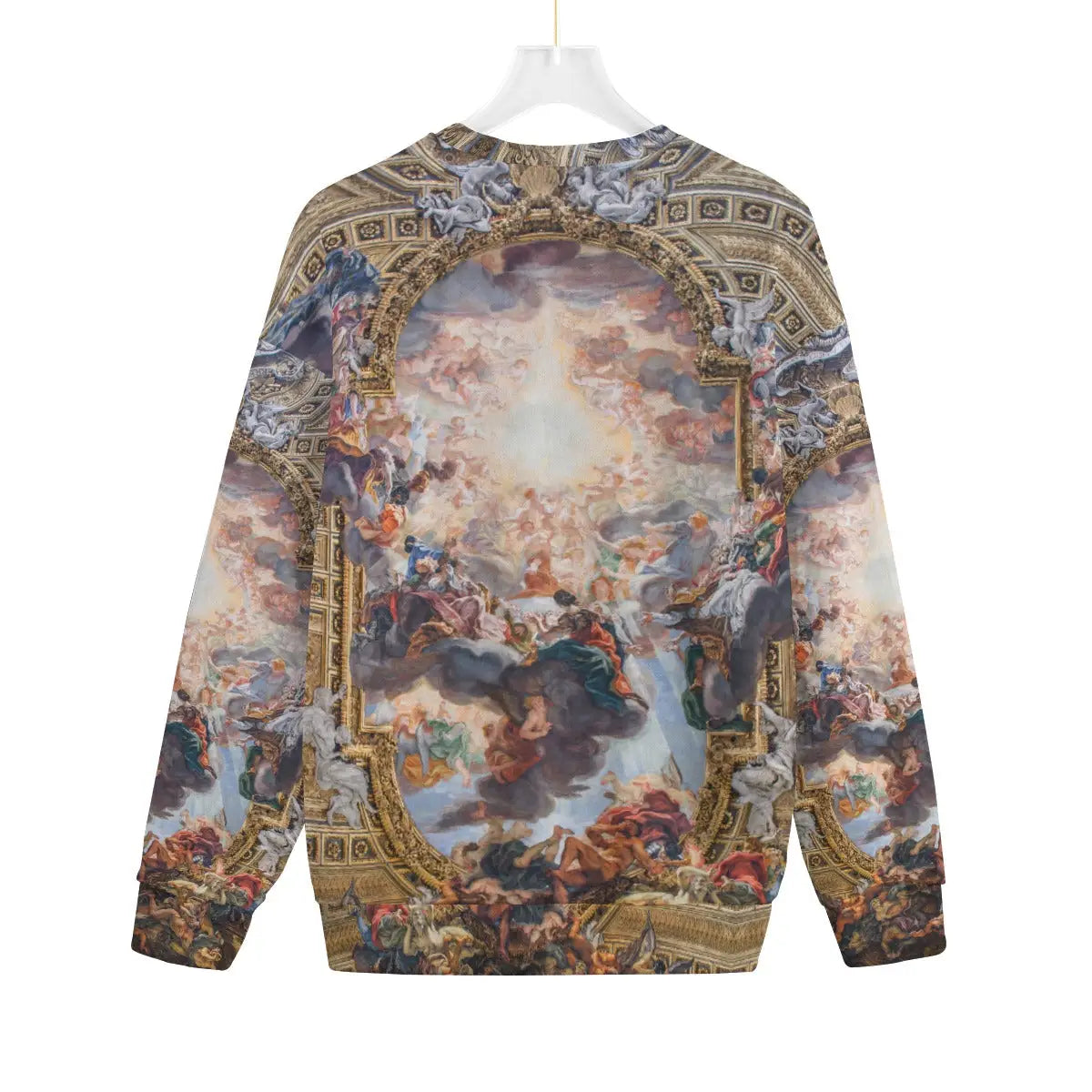 Back view of Giovanni Battista Gaulli art sweater with baroque masterpiece design